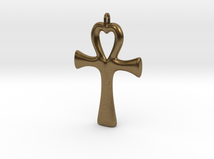 Ankh heart pendant 3d printed