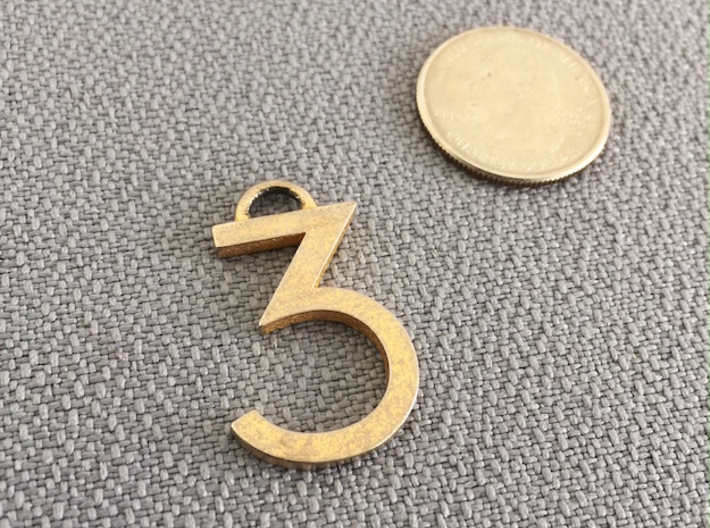Lucky Number 3 Keychain 3d printed