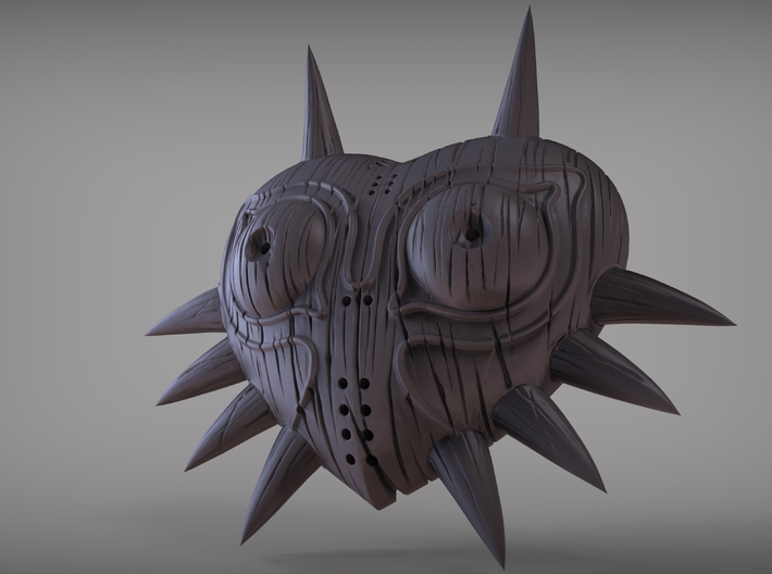 Majora's Mask HD model with Woodgrain detail 3d printed Clay render of Majoras Mask