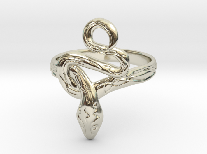Covetous Silver Serpent Ring 3d printed