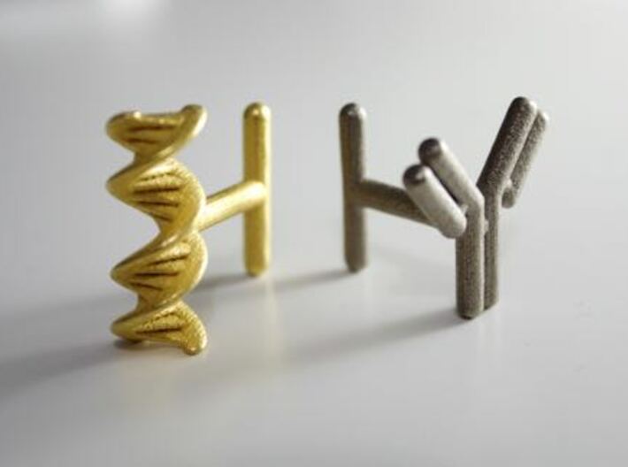 DNA helix cufflink 3d printed 