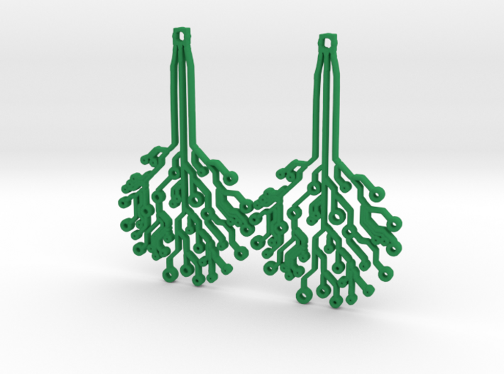 Circuit Tree Earrings 3d printed