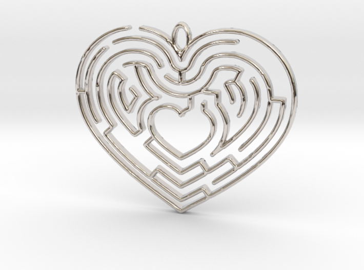 Heart Maze-shaped Pendant 4 3d printed