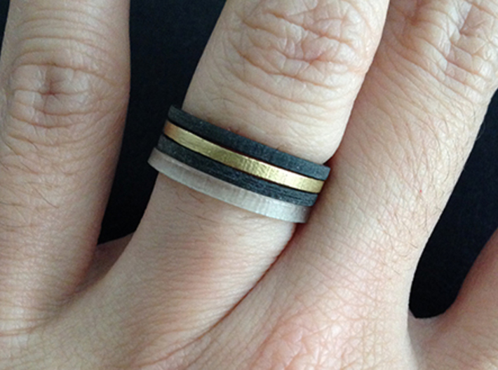 Minimalist Spacer Ring (just under 2mm) Size 5 3d printed Transparent Detail, Black Detail, Raw Brass