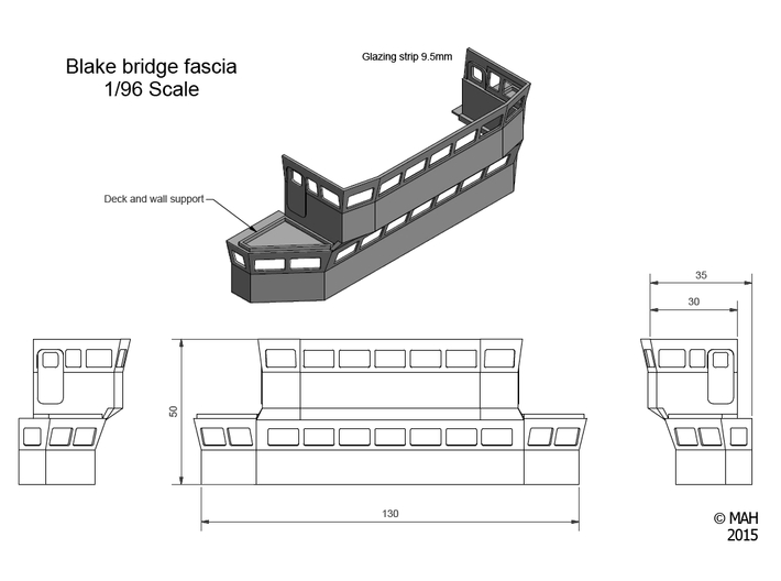 HMS Blake Bridge 1/96 3d printed 