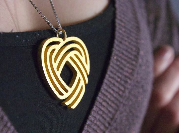 Simply Celtic Heart Necklace 3d printed Necklace in Polished Gold Steel