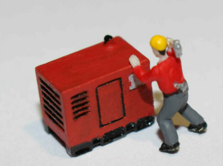 N Scale Mobile Diesel Generator 3d printed If pushing all the buttons doesn't work and Duct tape doesn't fix, a sledgehammer will... or not! Only one way to find out...