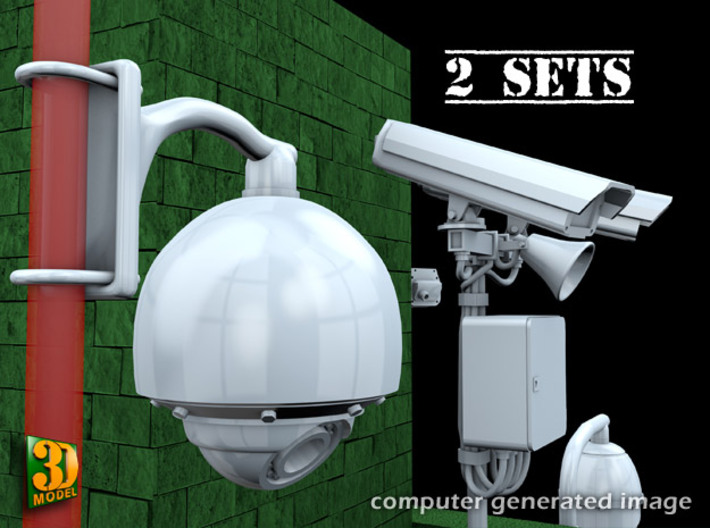 Surveillance cameras (double pack) 3d printed surveillance camera - 'ball' No2 on polemount