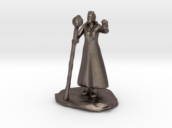 Female Dragonborn Wizard in Robe with Staff 3d printed
