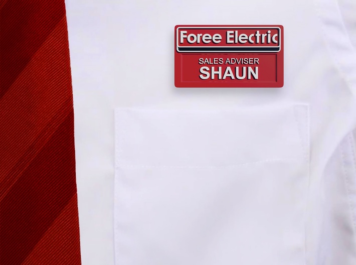 Shaun of the Dead Employee Name Tag 3d printed Use this 3d printed name tag to complete your outfit.