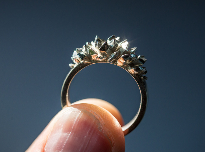 Crystal Hearts Engagement Ring 3d printed