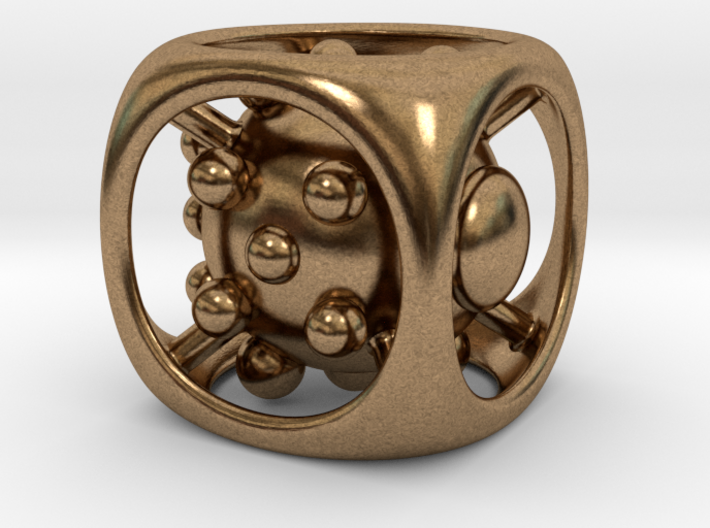 Dice No.1 S (balanced) (1.9cm/0.75in) 3d printed Raw Brass (&quot;Little Raw Brass Cutie&quot;)
