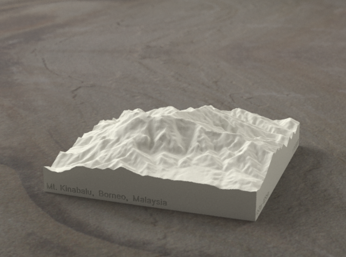 4''/10cm Mt. Kinabalu, Malaysia, Sandstone 3d printed Kinabalu from the South, summit is left of center
