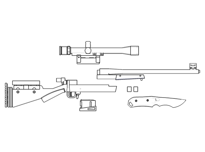 1:6 Mute Sniper Rifle + Dagger SF version 3d printed 