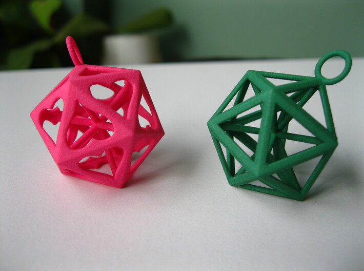 Icosahedron pendant 3d printed icosahedron and icosahedron heart pendants together