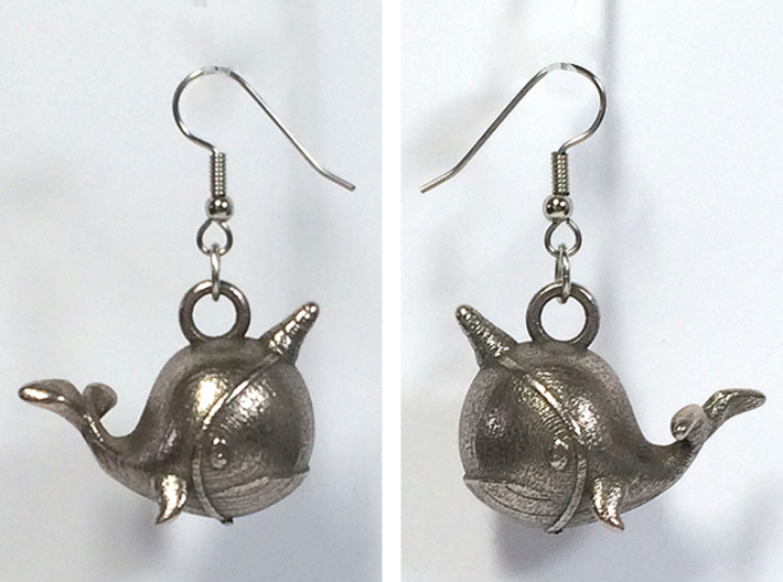 Whale &quot;In Disguise&quot; Earrings 3d printed