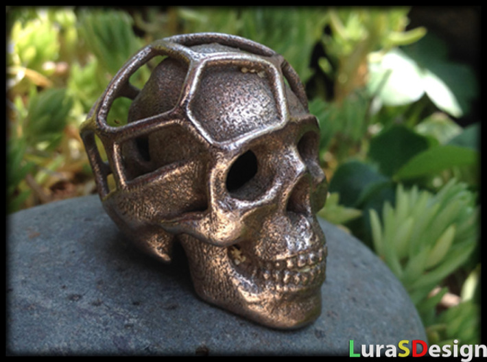 Double Skull Pendant 3d printed Stainless Steel