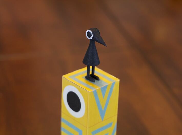 Crow Person (standing) 3d printed Black plastic after eye painted on