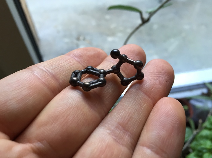 Nicotine Molecule Necklace Keychain 3d printed Nicotine molecule (tobacco, smoking) keychain in black steel.