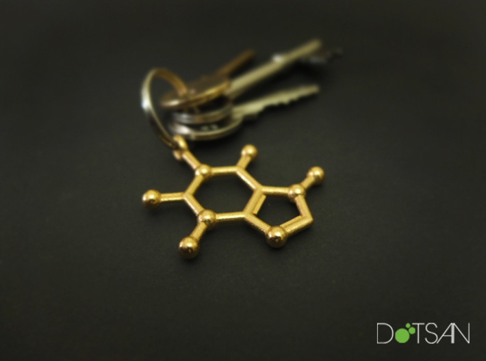 Caffeine Molecule Keychain 3d printed