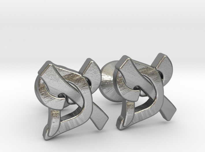 Hebrew Monogram Cufflinks - &quot;Aleph Pay&quot; Small 3d printed
