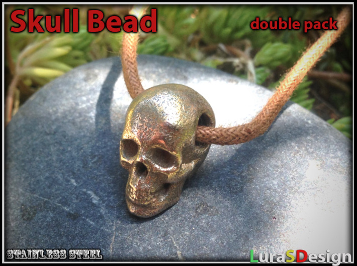 Human Skull Bead - double pack 3d printed stainless steel print