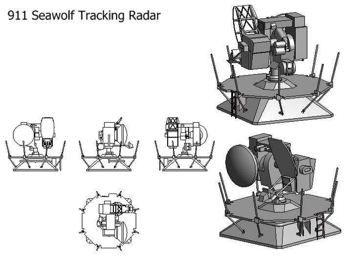 Type 911 Seawolf Tracker Radar kit x 1 1/96 3d printed 