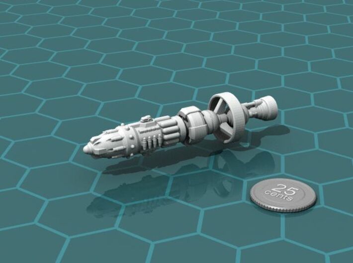 Federal Battleship 3d printed Render of the model, with a virtual quarter for scale.