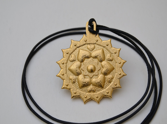 Anahata Heart Chakra 3d printed Anahata Pendant - Polished Gold Steel