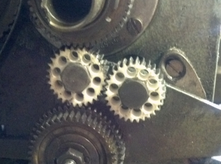 Emco V10 tumber gear 3d printed Gears on the lathe and working well.