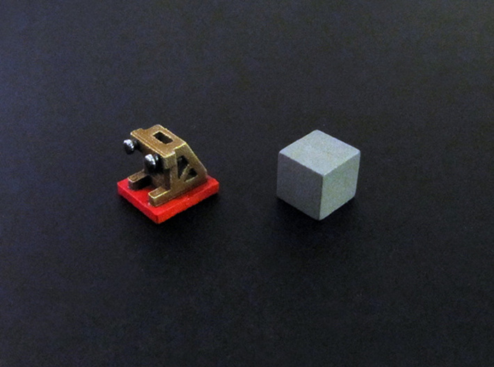 Track buffer stop tokens (12 pcs) 3d printed Hand-painted White Stong Flexible Token. 10mm cube for scale.