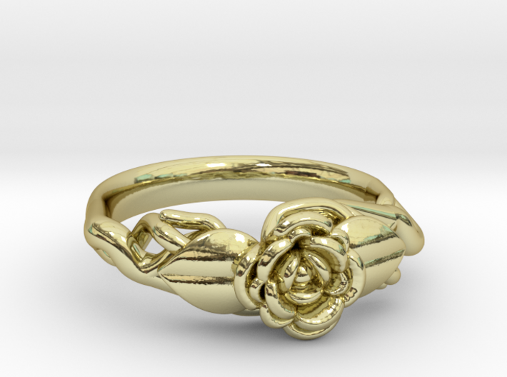 Ring with a rose on a branch 3d printed