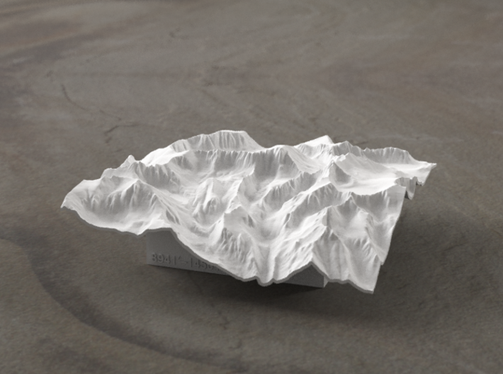 4'' Mt. Whitney Terrain Model, California, USA 3d printed Radiance rendering