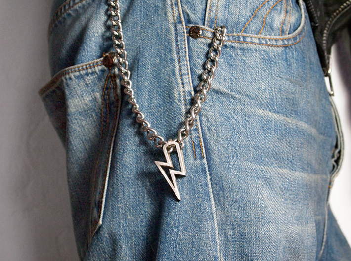 Lightning Pendant 3d printed Stainless Steel (hand-polished)