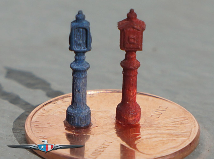 N Scale (1:160) Emergency Call Boxes 3d printed Police and fire department emergency call boxes