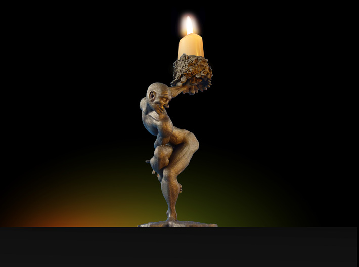 candleholder &quot;shY&quot; 3d printed 3D printed candleholder &quot;shY&quot; in matte bronze steeel