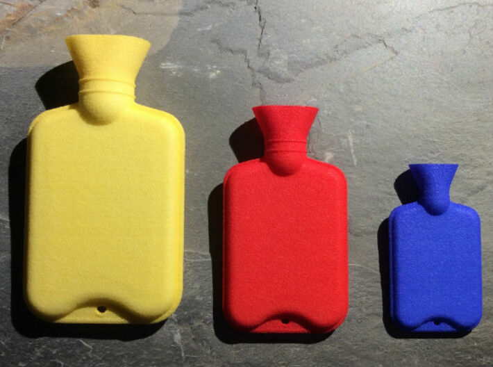 Hot Water Bottle Large 3d printed Hot Water Bottle Large (left), Hot Water Bottle Regular (middle), Hot Water Bottle Mini Bead (right)