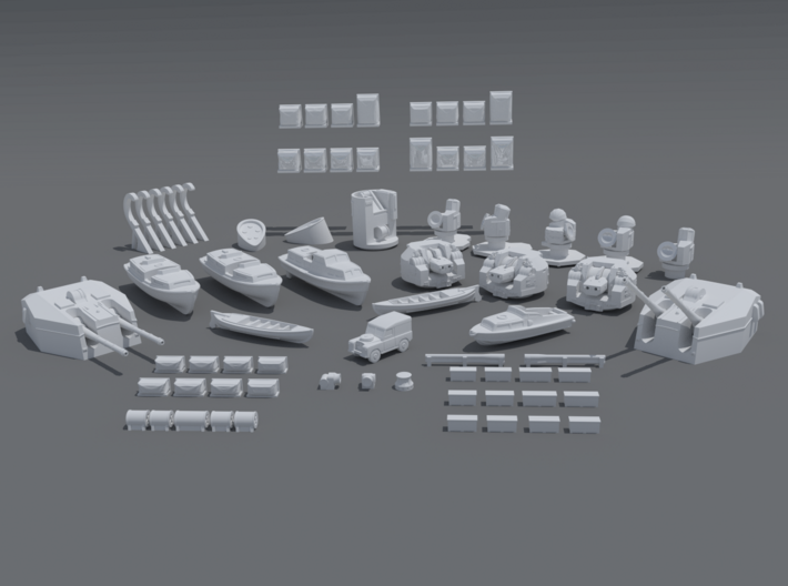 HMS Tiger upgrade kit. 415 scale. 3d printed The pieces included in the kit