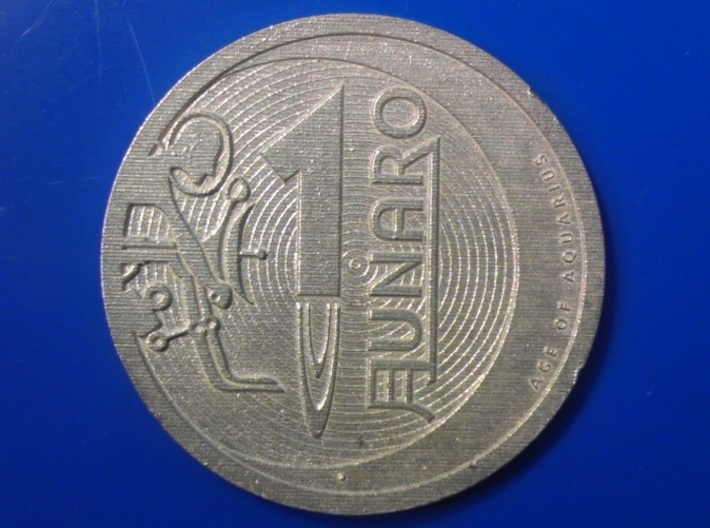1 Lunaro Sterling 2013, age of aquarius, coin. 3d printed