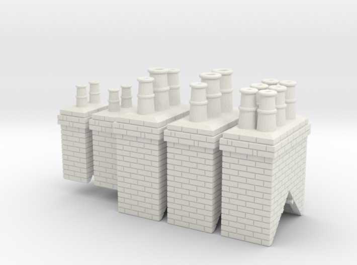 Chimneys Type 1 X 2 With 2,3 &amp; 4 - 4mm 3d printed