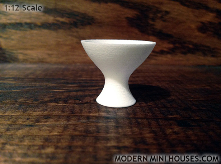 Modern Fruit Bowl 1:12 scale 3d printed White Strong &amp; Flexible Polished