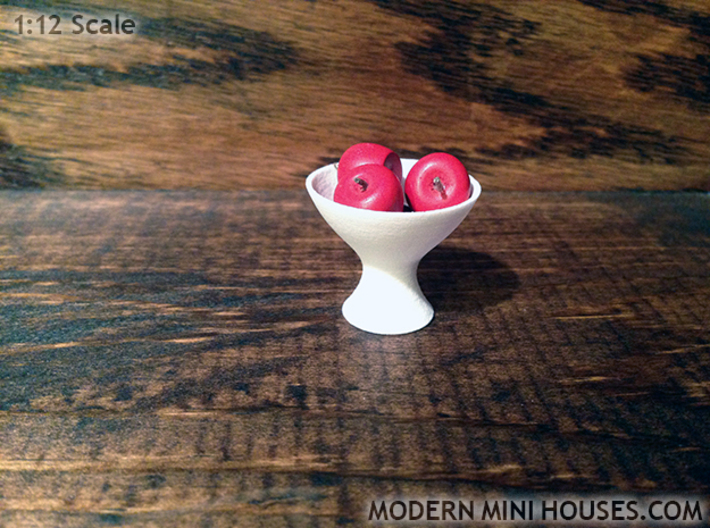 Modern Fruit Bowl 1:12 scale 3d printed White Strong & Flexible Polished