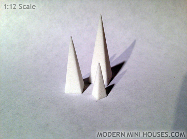 Triple Pyramids 1:12 scale decor 3d printed White Strong & Flexible Polished