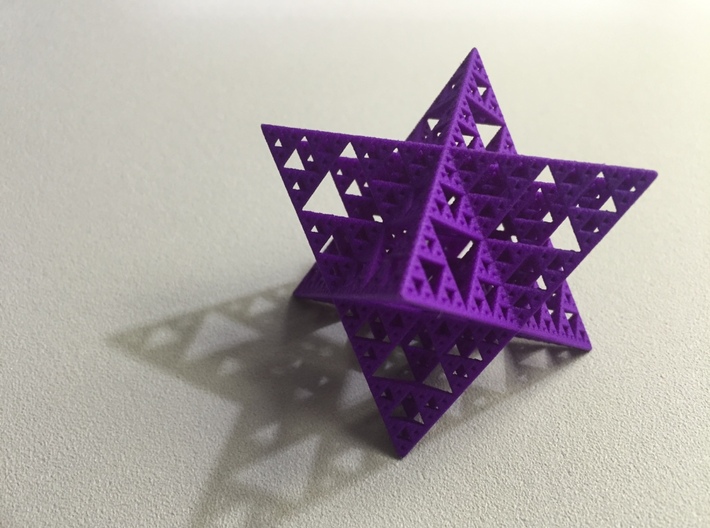 Sierpinski Octostar 3.75cm 3d printed Purple Strong and Flexible Polished