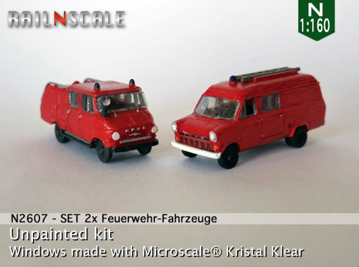 SET 2x Feuerwehr-Fahrzeugen (N 1:160) 3d printed 