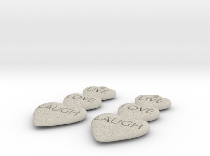 Live Love Laugh Hearts Earrings 3d printed