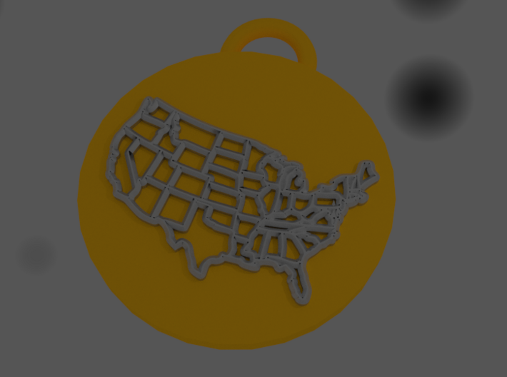 US map Pendant 3d printed 