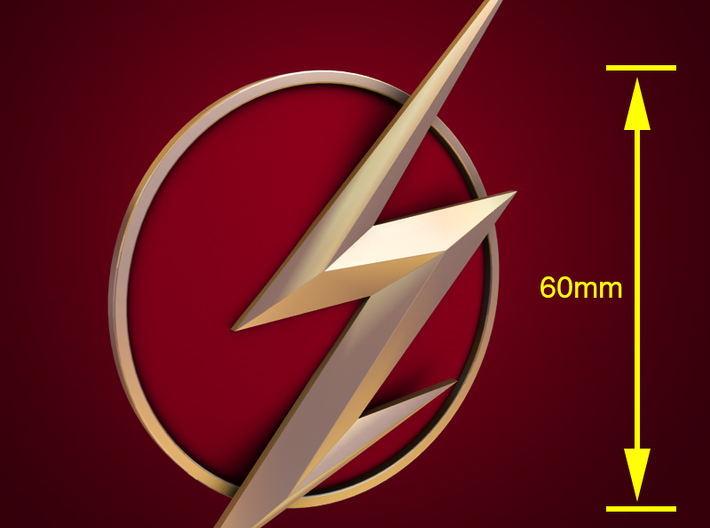The Flash - Left Ear Bolt (TV Flash) -60mm 3d printed