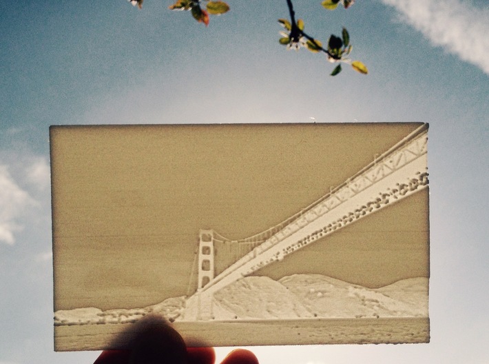 Golden Gate Lithography 3d printed Transparent lithographic when held against light
