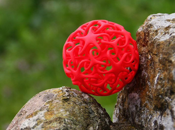 Knotted Star Ball 3d printed Red Strong &amp; Flexible Polished